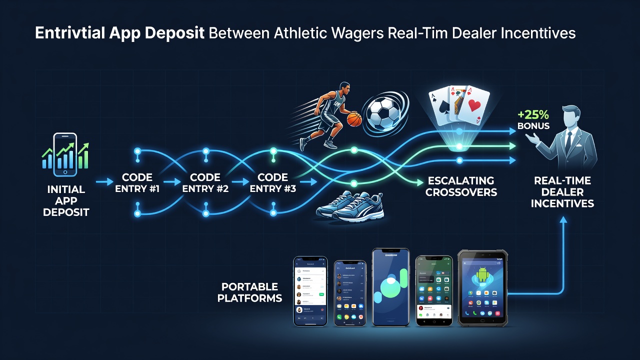 Mobile app interface showing sequential bonus code entries connecting deposits to sports and live dealer incentives