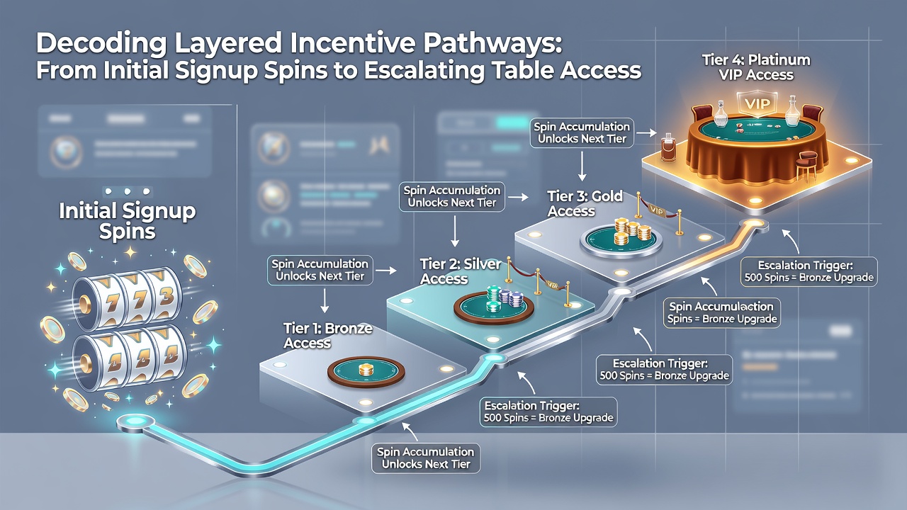 Flowchart diagram illustrating code sequence progression from signup spins through payment verification to live table access