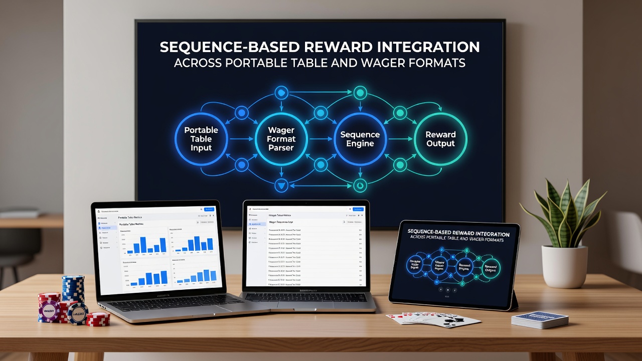 Flow diagram illustrating sequence steps linking table game actions to wager rewards on mobile devices